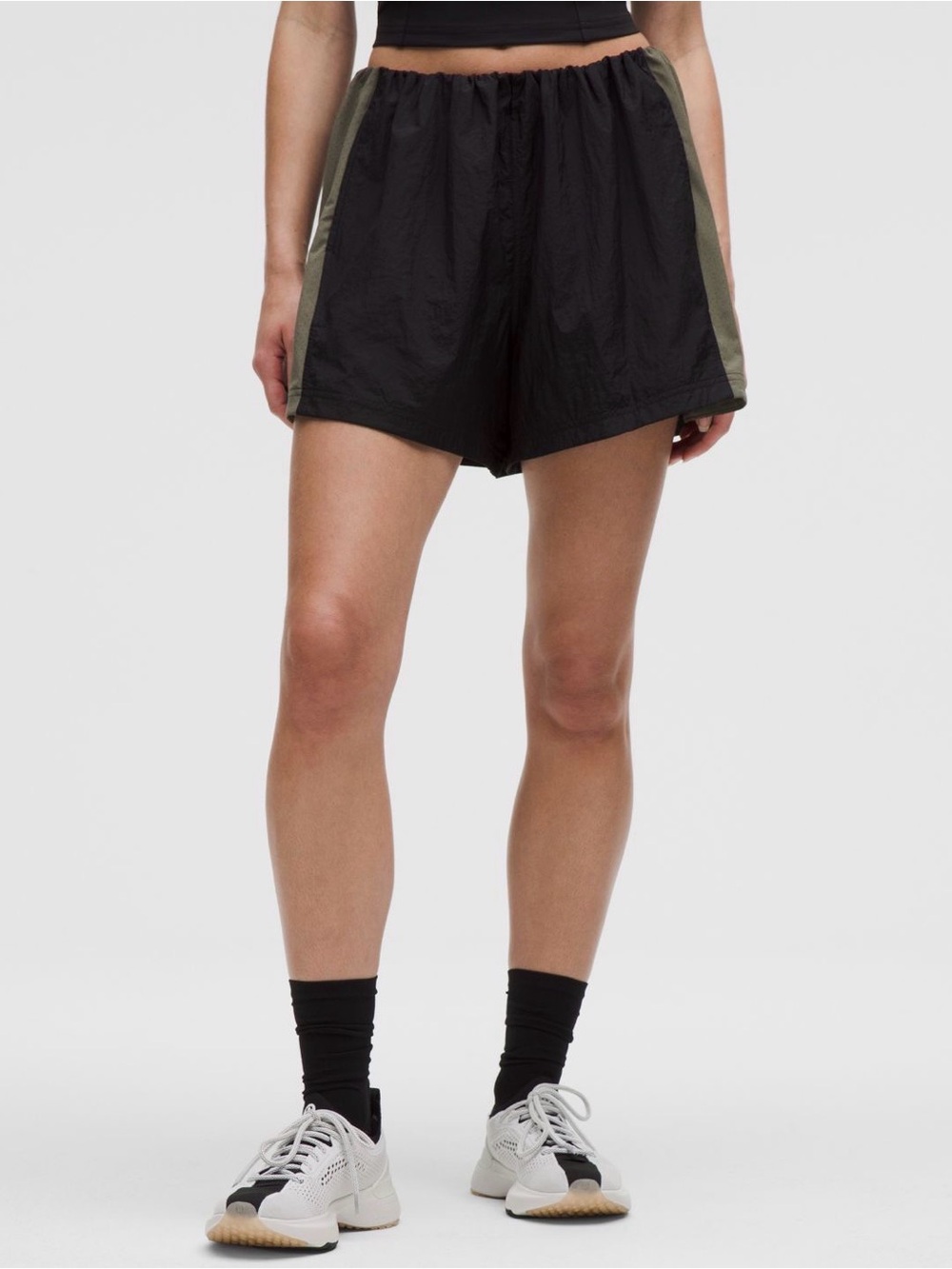 lululemon athletica Black Shorts with Olive Side Panels